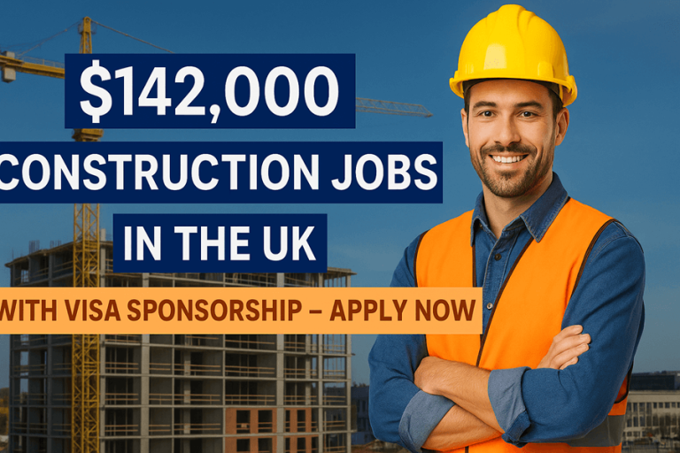 $142,000 Construction Jobs in the UK with Visa Sponsorship – Apply Now