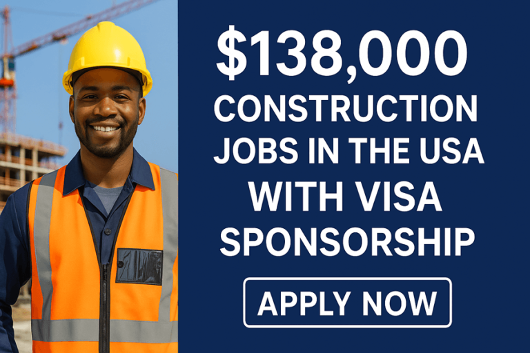 $138,000 Construction Jobs in the USA with Visa Sponsorship – Apply Now